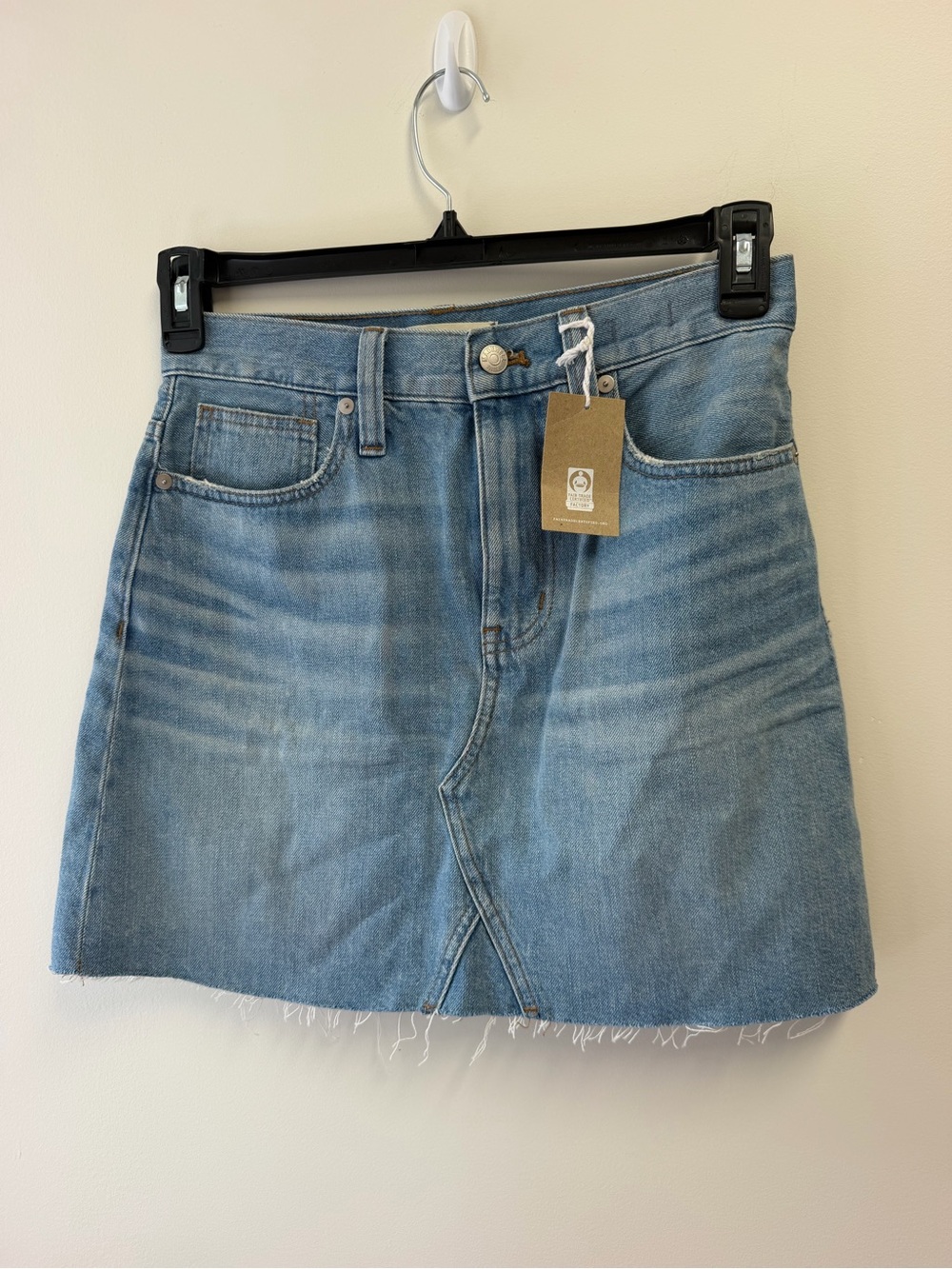 Madewell Blue Cotton Denim Button Front Mini Skirt Women’s Size 26